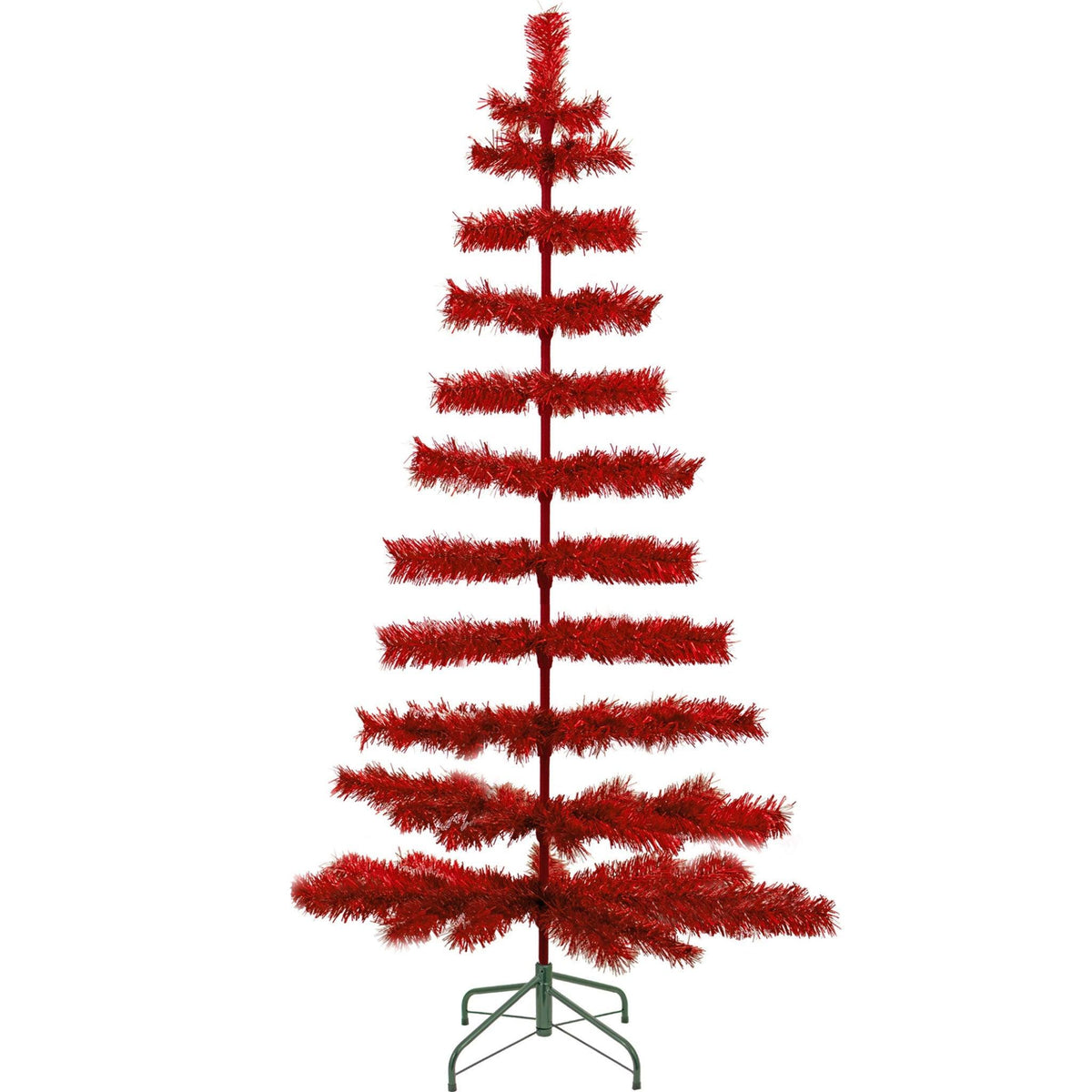 The 60 inch Tall Red Tinsel Christmas Tree from Lee Display. On sale now at leedisplay.com