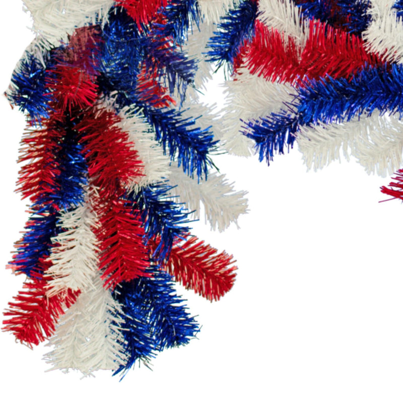 Shop for Lee Display's brand new 6FT Shiny Red, White, and Blue 4th of July Mixed Tinsel Brush Garlands on sale now at leedisplay.com.  End