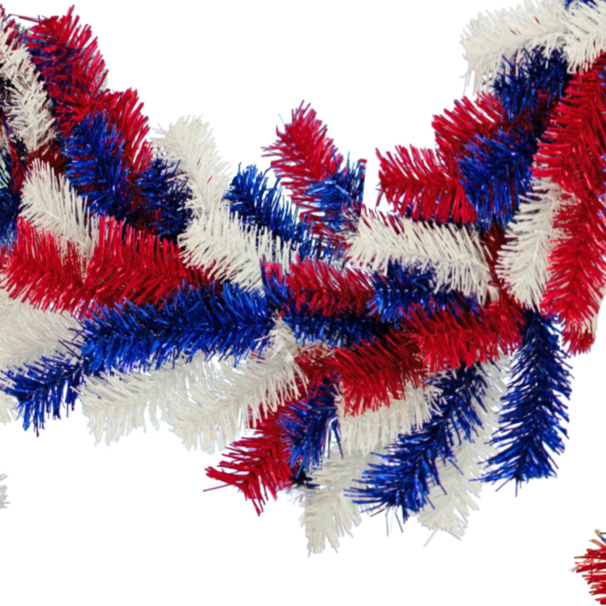 Shop for Lee Display's brand new 6FT Shiny Red, White, and Blue 4th of July Mixed Tinsel Brush Garlands on sale now at leedisplay.com.  Middle