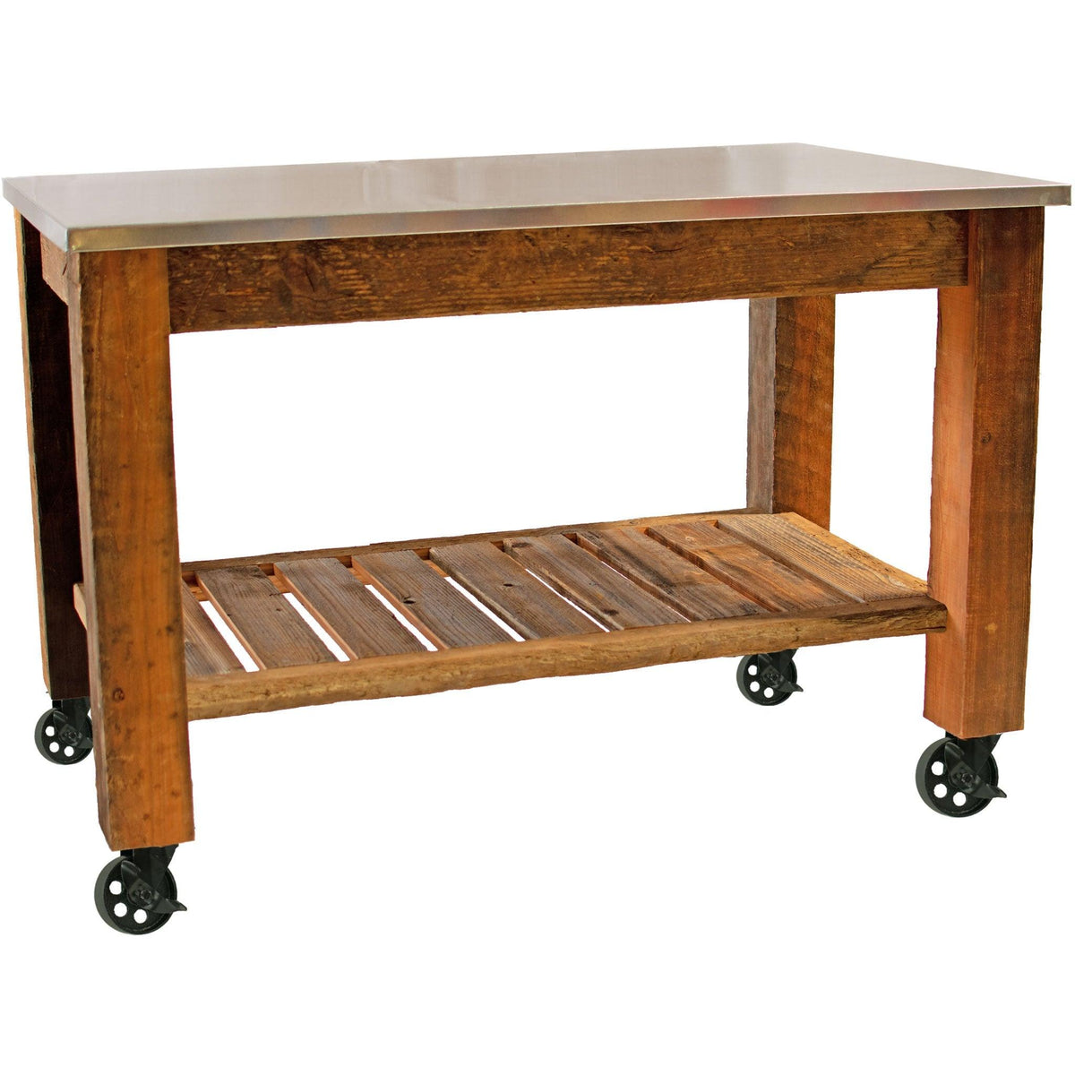 Lee Display's Redwood Potting Table Rolling Cart with 5in Black Casters without Hardware Included on sale now at leedisplay.com
