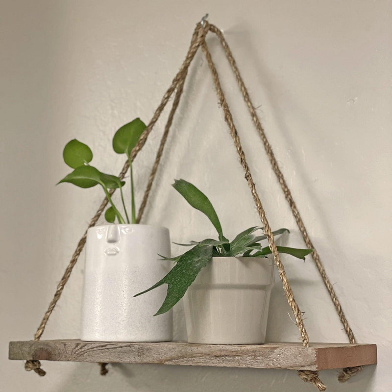 Rope Hanging Wood Shelf - Lee Display