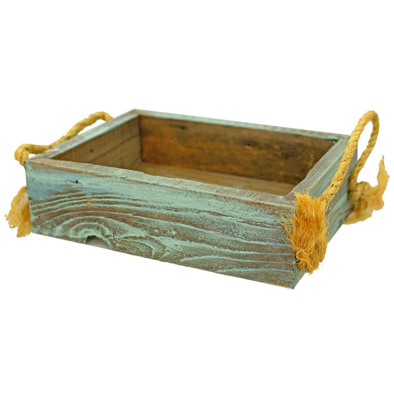 Rustic Redwood Planter Box with Rope Handles - Lee Display