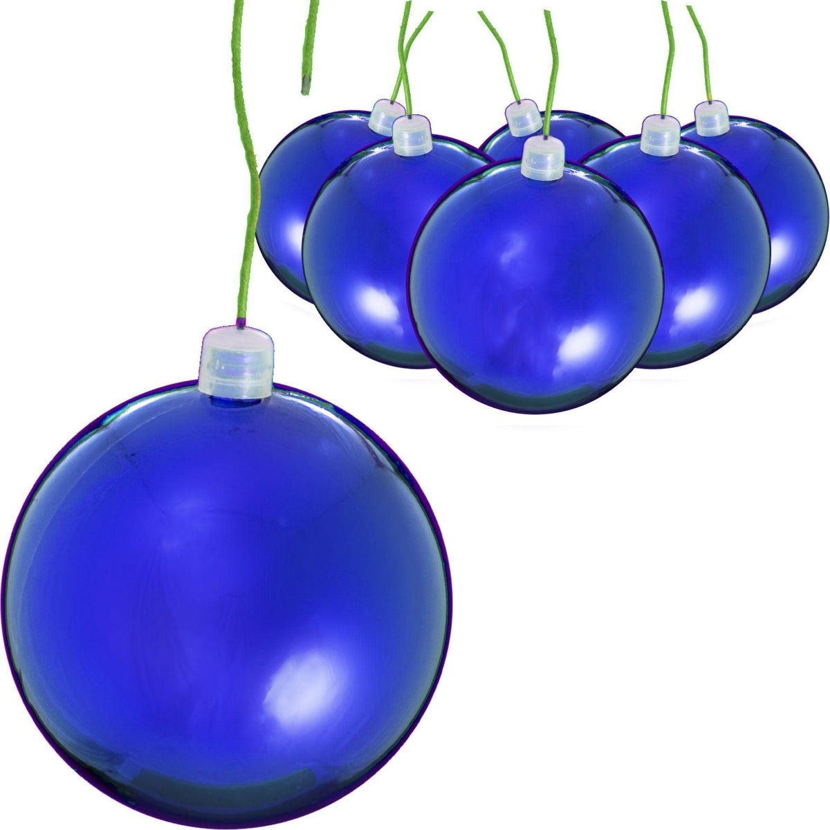 Lee Display offers brand new Shiny Blue Plastic Ball Ornaments at wholesale prices for affordable Christmas Tree Hanging and Holiday Decorating on sale at leedisplay.com