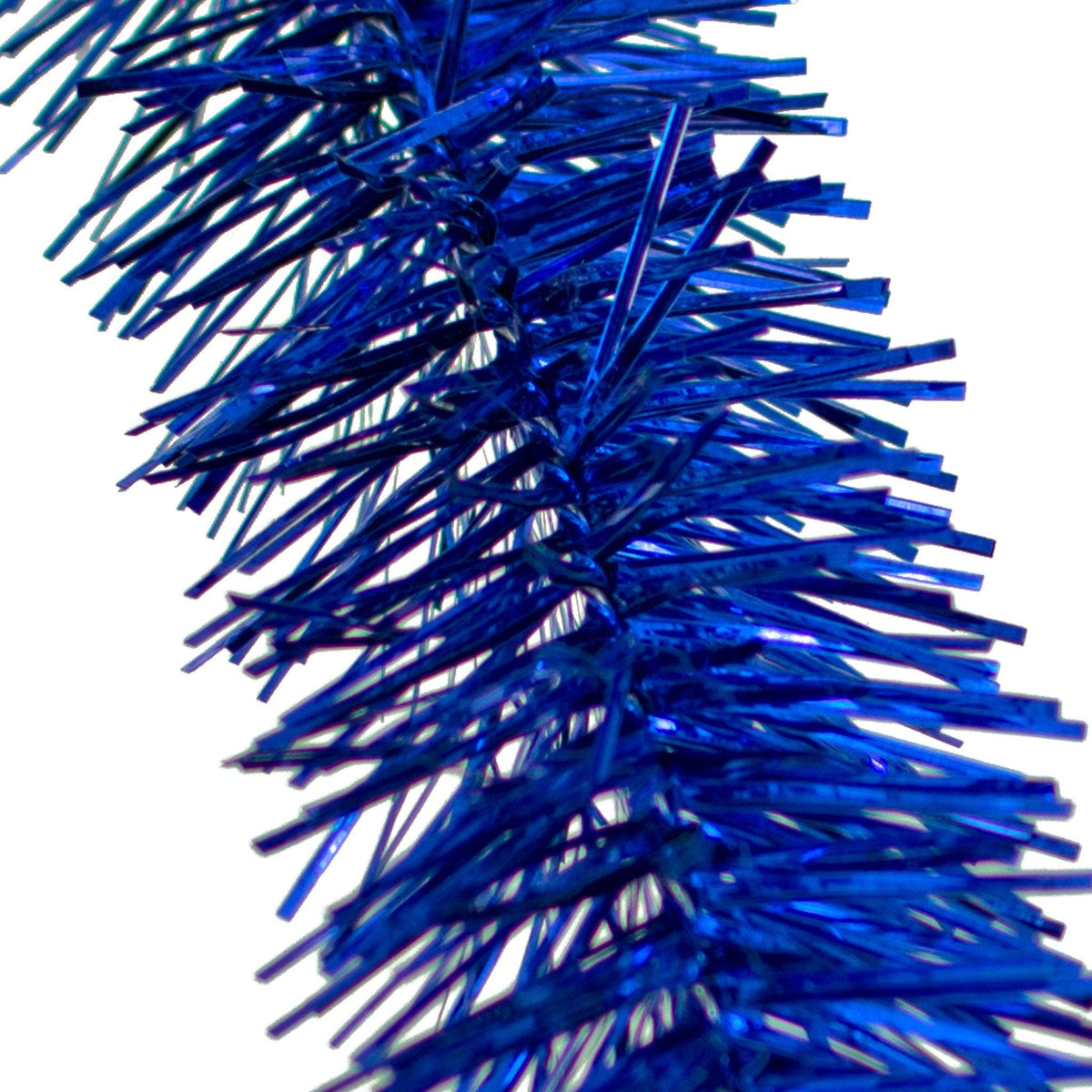 blue tinsel fringe garland