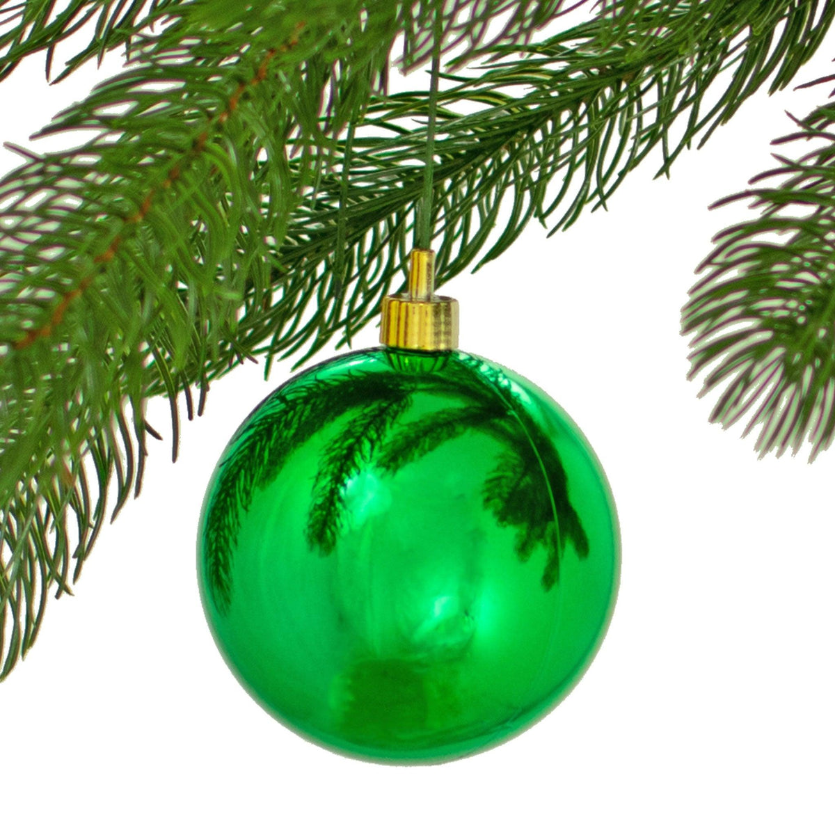 Lee Display offers brand new Shiny Green Plastic Ball Ornaments at wholesale prices for affordable Christmas Tree Hanging and Holiday Decorating on sale at leedisplay.com
