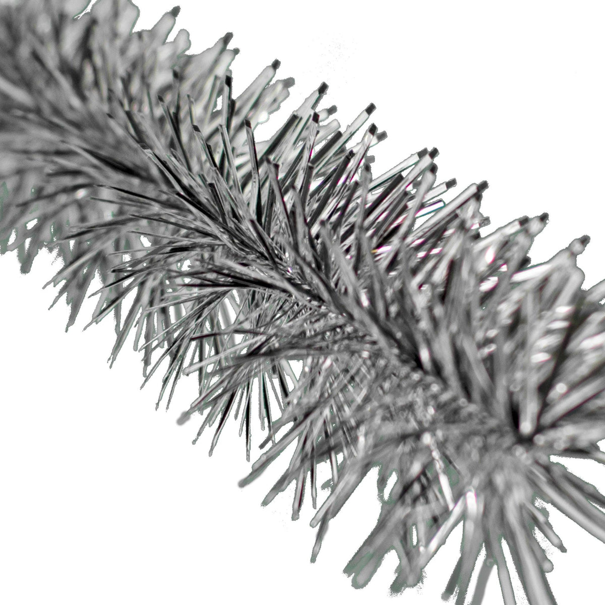 Lee Display's brand new 25ft Shiny Black and Metallic Silver Tinsel Garlands and Fringe Embellishments on sale at leedisplay.com