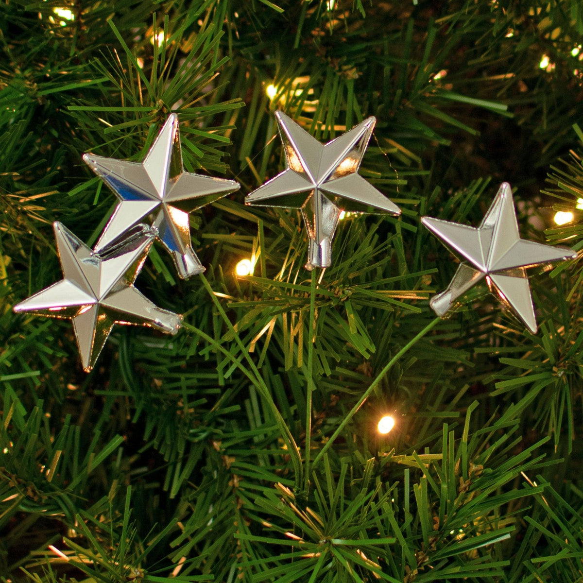 Silver Star Pick Ornaments - Lee Display