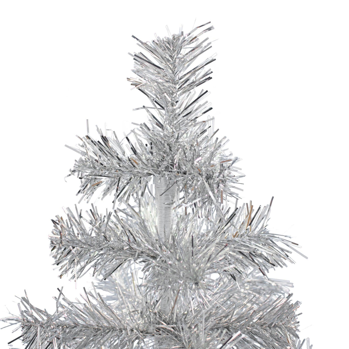 Top of the 18in Silver Tinsel Christmas Tree sold by leedisplay.com