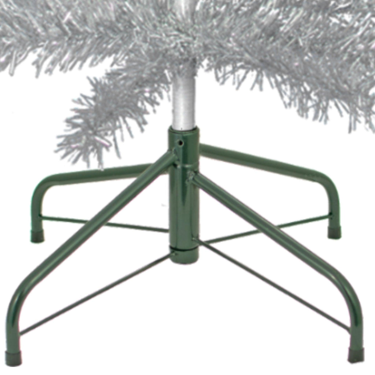 5FT Tall Silver Christmas Trees come in 2 pieces with a green metal base