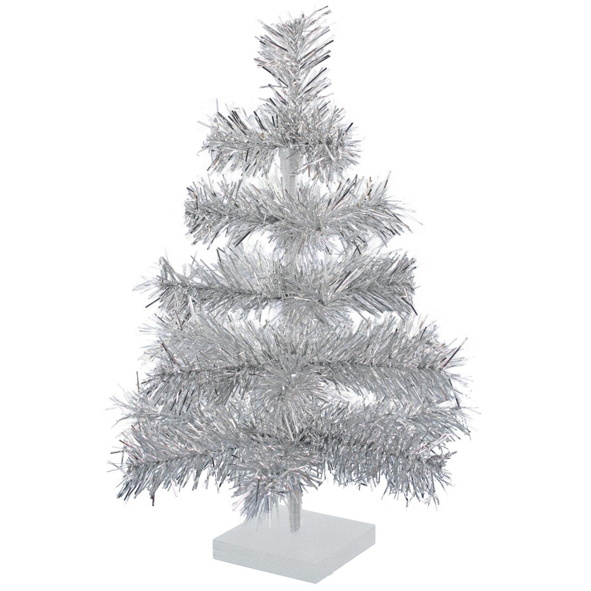 Silver Mini Pine Tree With Wood Stand Small Model Making Silver