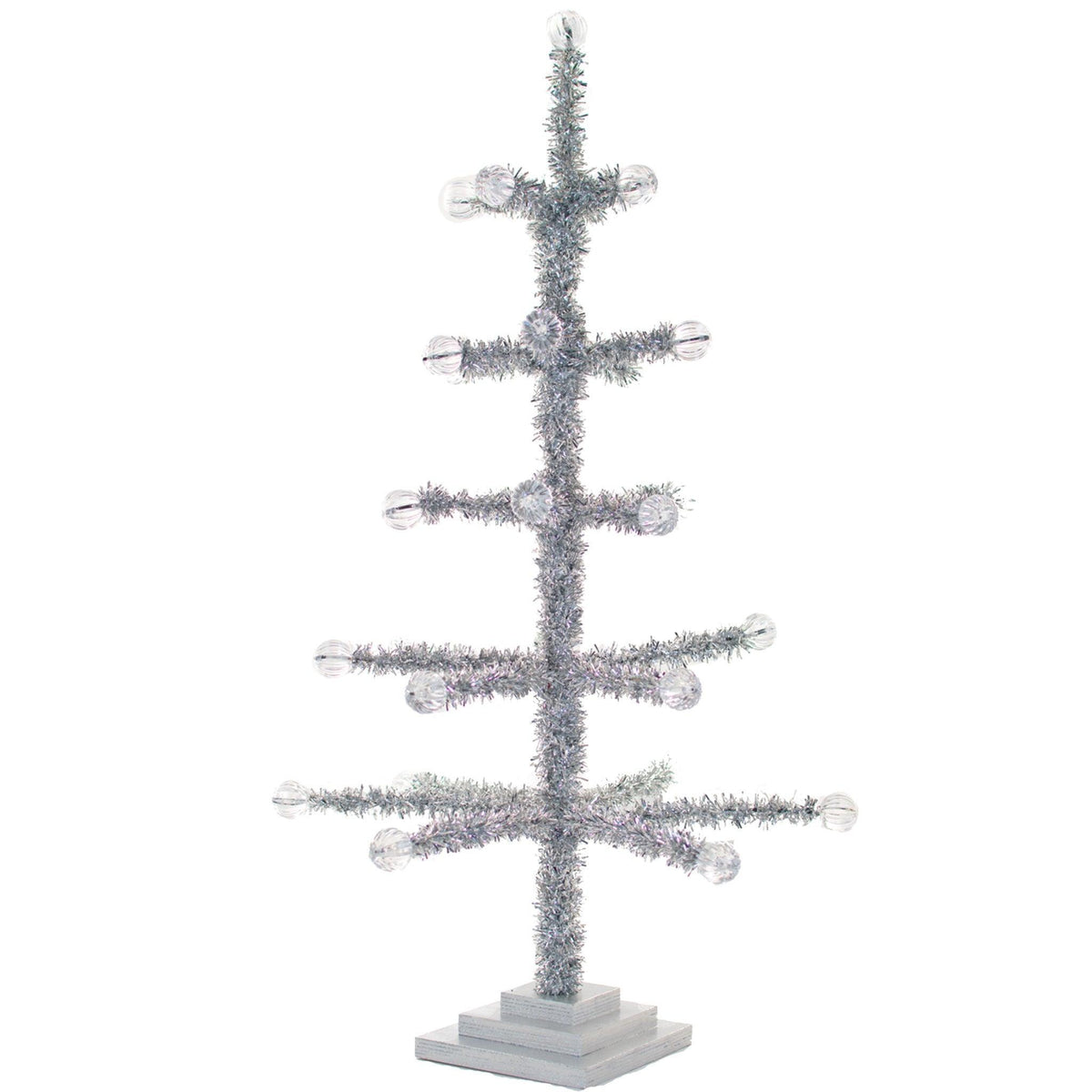 Lee Display's 4FT Tall Silver Merchandising and Display Tree with Acrylic Beads at the end of each branch.  Sold at leedisplay.com
