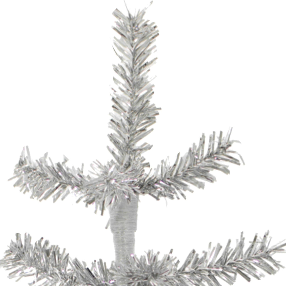 Top of the 1in thin brush Silver Tinsel Christmas Tree
