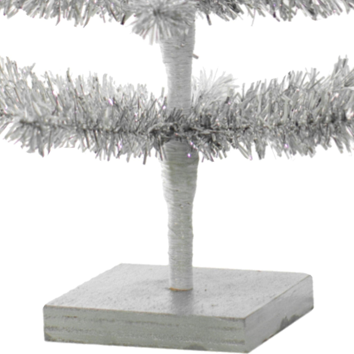 Bottom of the 1in thin brush Silver Tinsel Christmas Tree sold at leedisplay.com