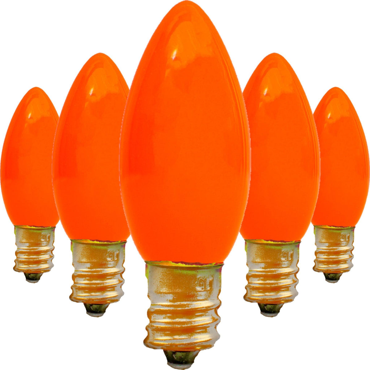 Buy brand new boxes of C-7 & C-9 Solid Ceramic Orange Christmas Light Bulbs at LeeDisplay.com