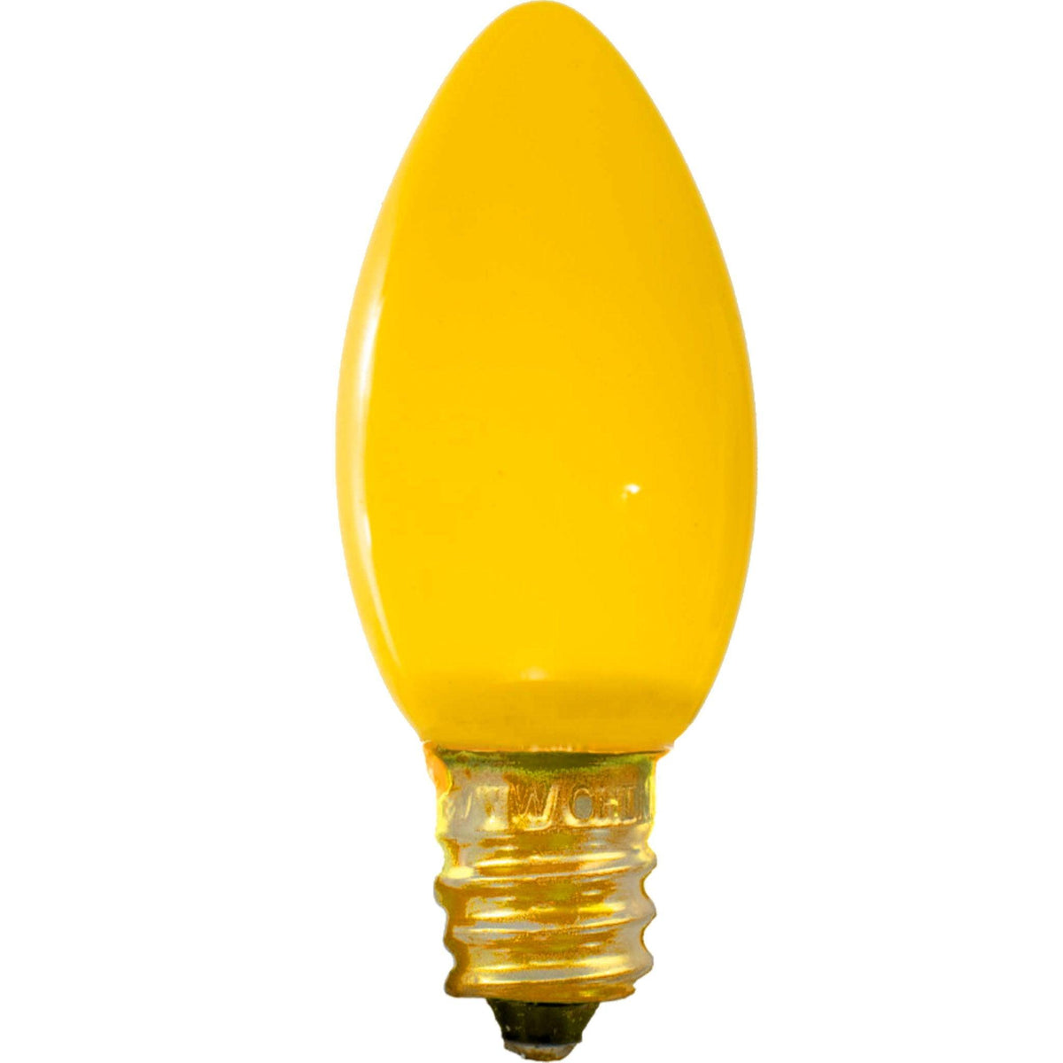 Lee Display's C7/C9 Candelabra Style Solid Yellow Ceramic Christmas Light Bulbs on Sale at leedisplay.com
