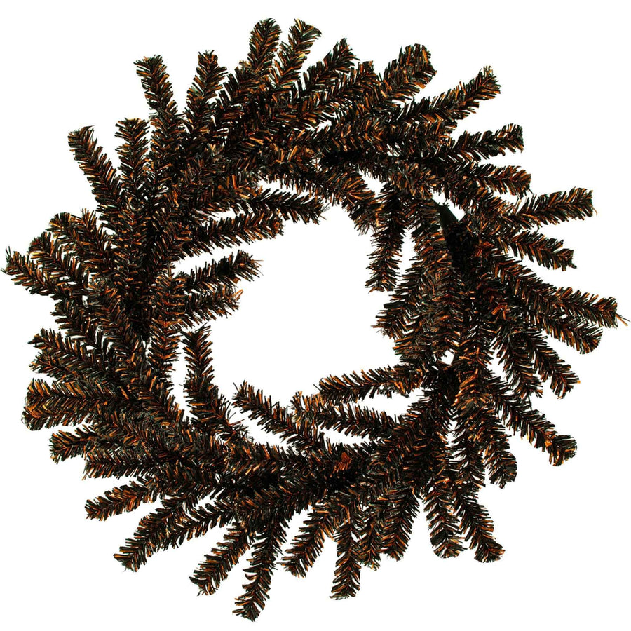 Spooky Orange and Black 1in Firework Tinsel Halloween Wreath - Lee Display