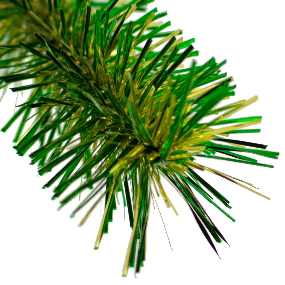 Lee Display's brand new 25ft Shiny Metallic Green and Gold St. Patrick's Day themed Tinsel Garlands and Fringe Embellishments on sale at leedisplay.com