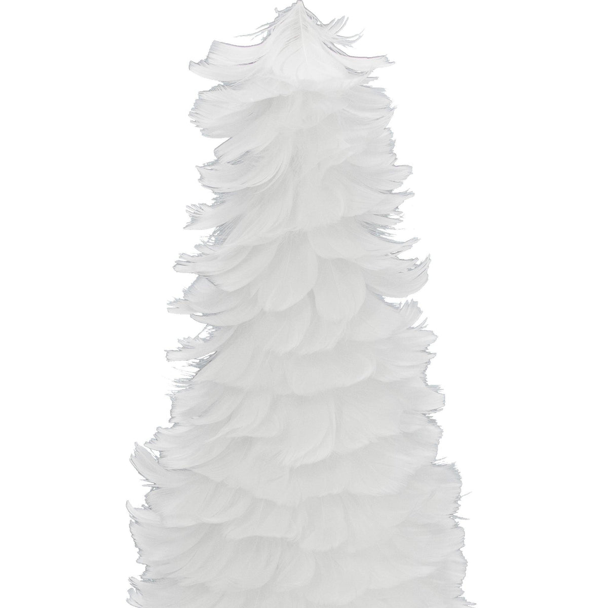 Top of the 18in White Goose Feather Cone tree on sale at leedisplay.com
