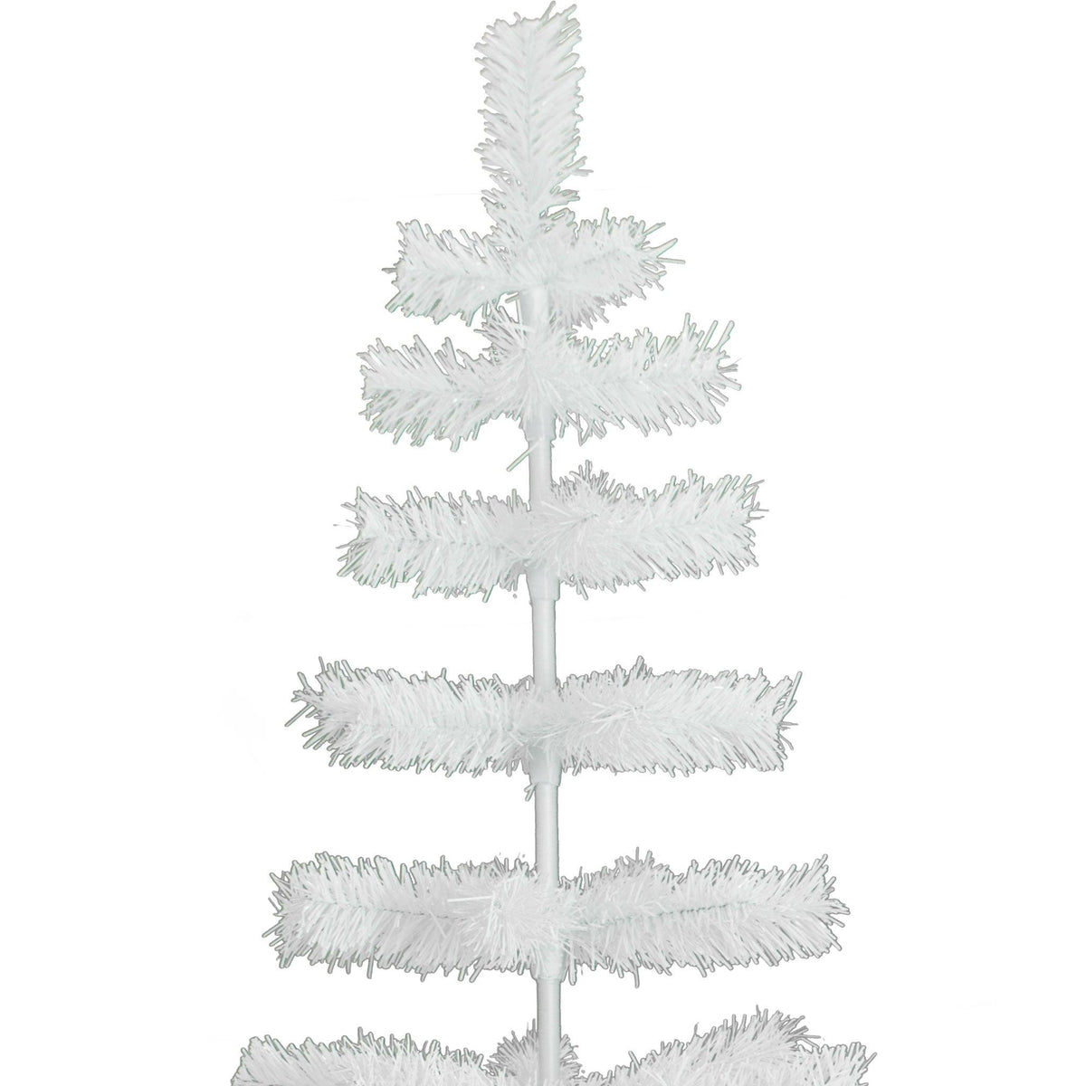 Top of the 4FT White Tinsel Tree.  Lee Display's 4ft White Tinsel Christmas Tree on sale now at leedisplay.com