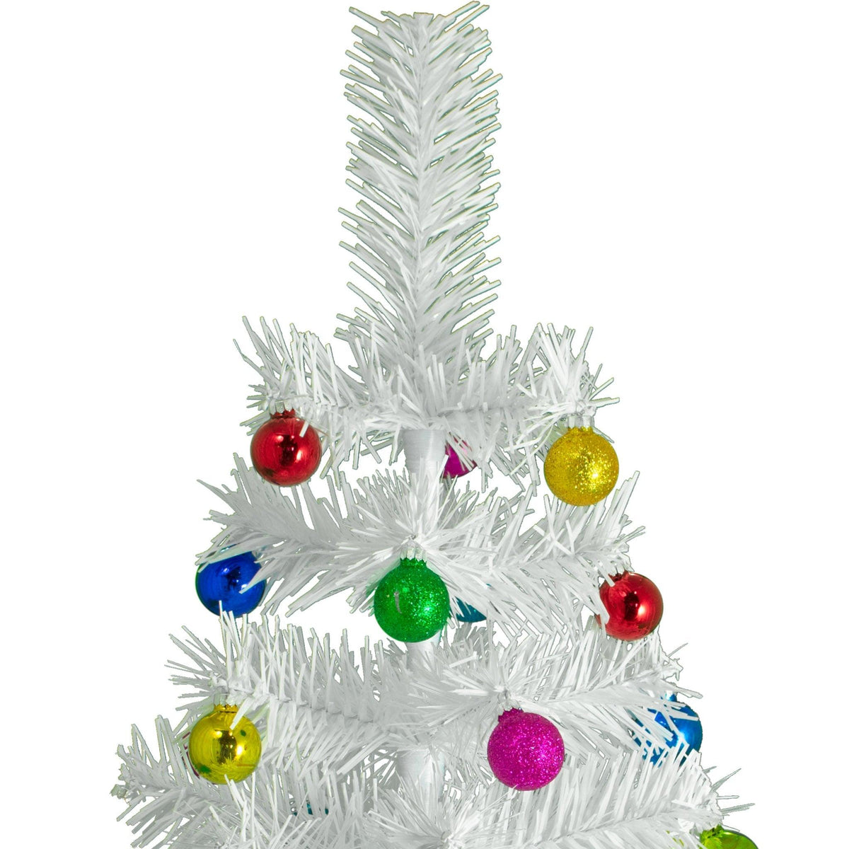 Closeup of the 24in White Tinsel Christmas Tree on sale at leedisplay.com