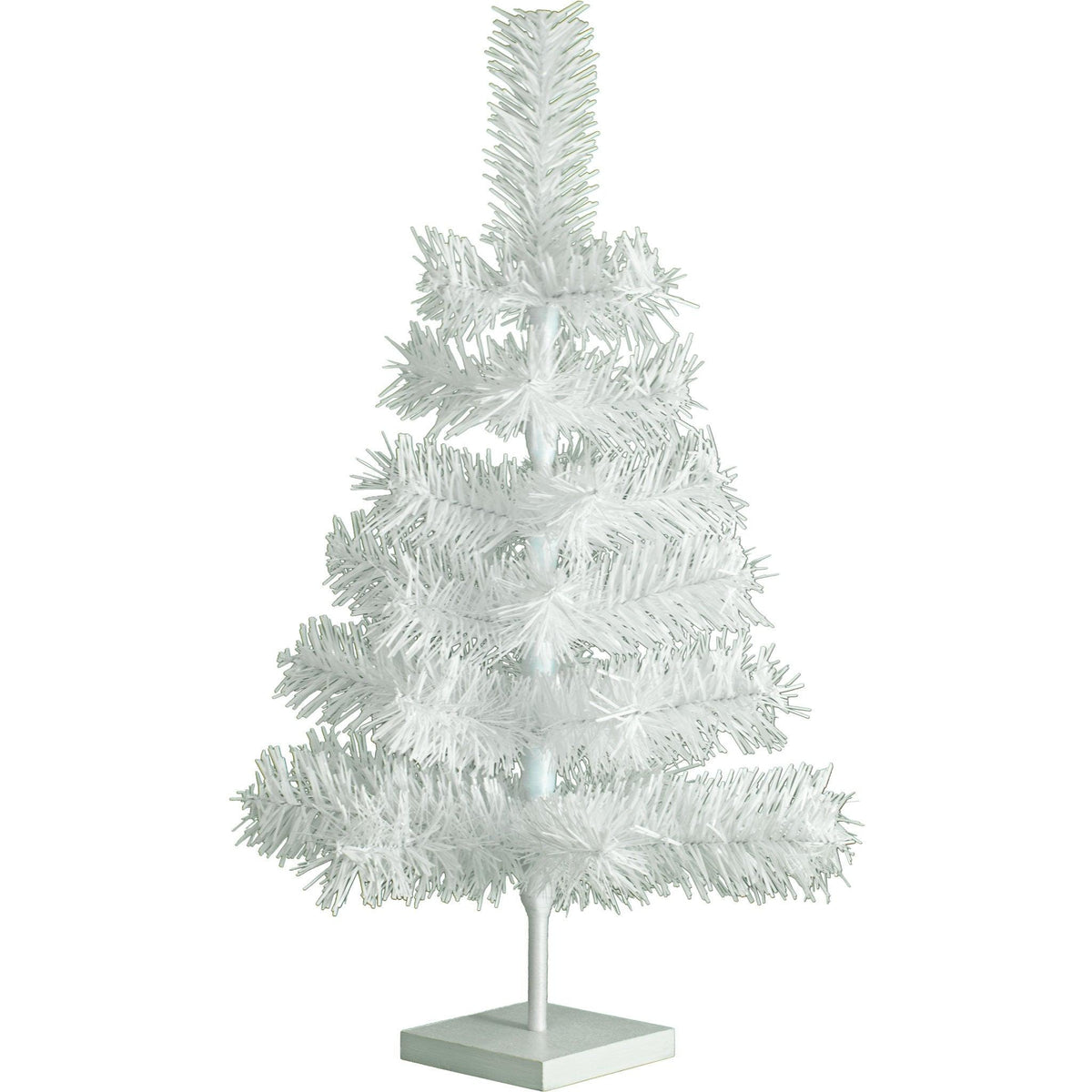 2FT Tall Mini White Tinsel Christmas Trees come unlit and undecorated.  On sale now at leedisplay.com
