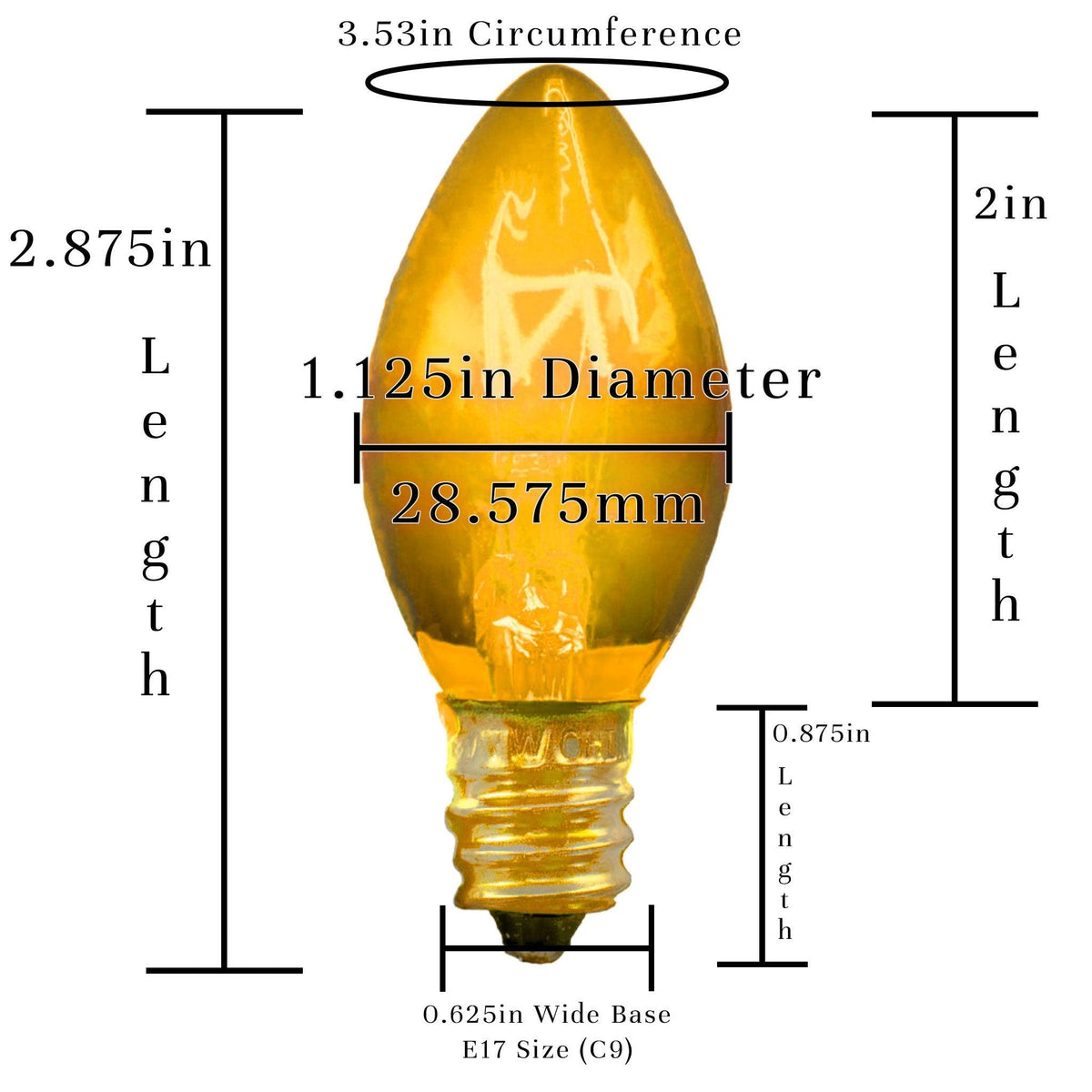 C-7/C-9 Candelabra Style Transparent Yellow Christmas Light Bulbs on sale at leedisplay.com